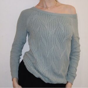 Sonoma Off-Shoulder Cable Knit Sweater - Sage Green